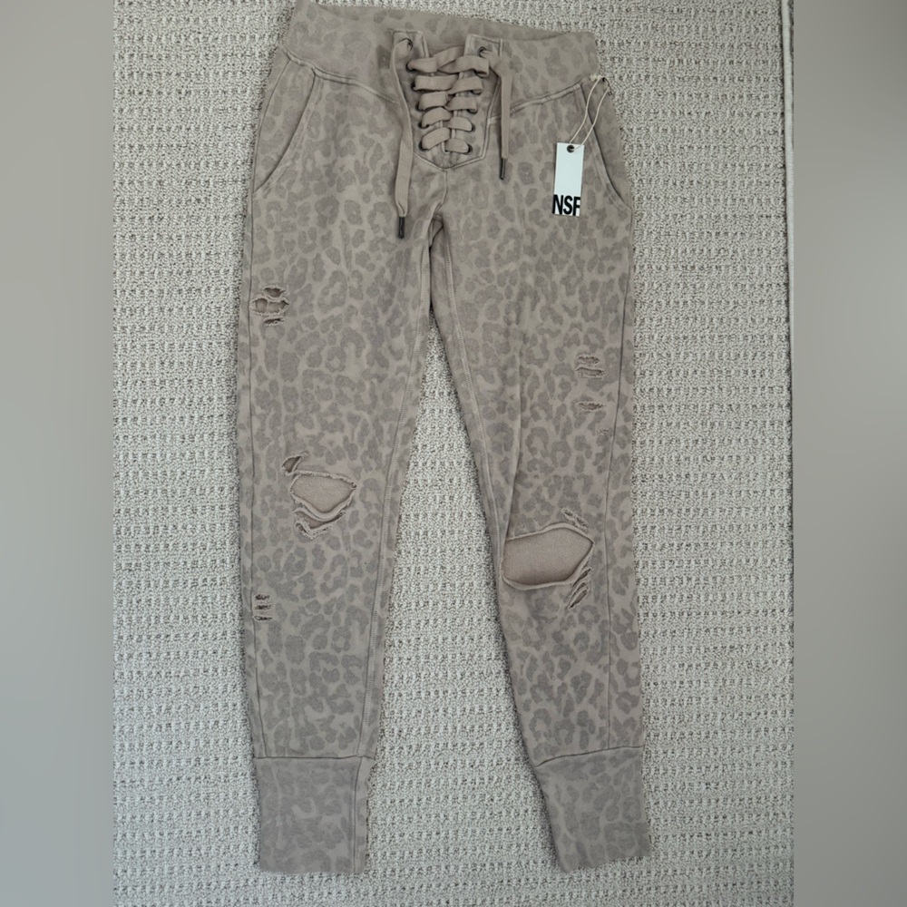 NSF Women's Tan Leopard Print Joggers